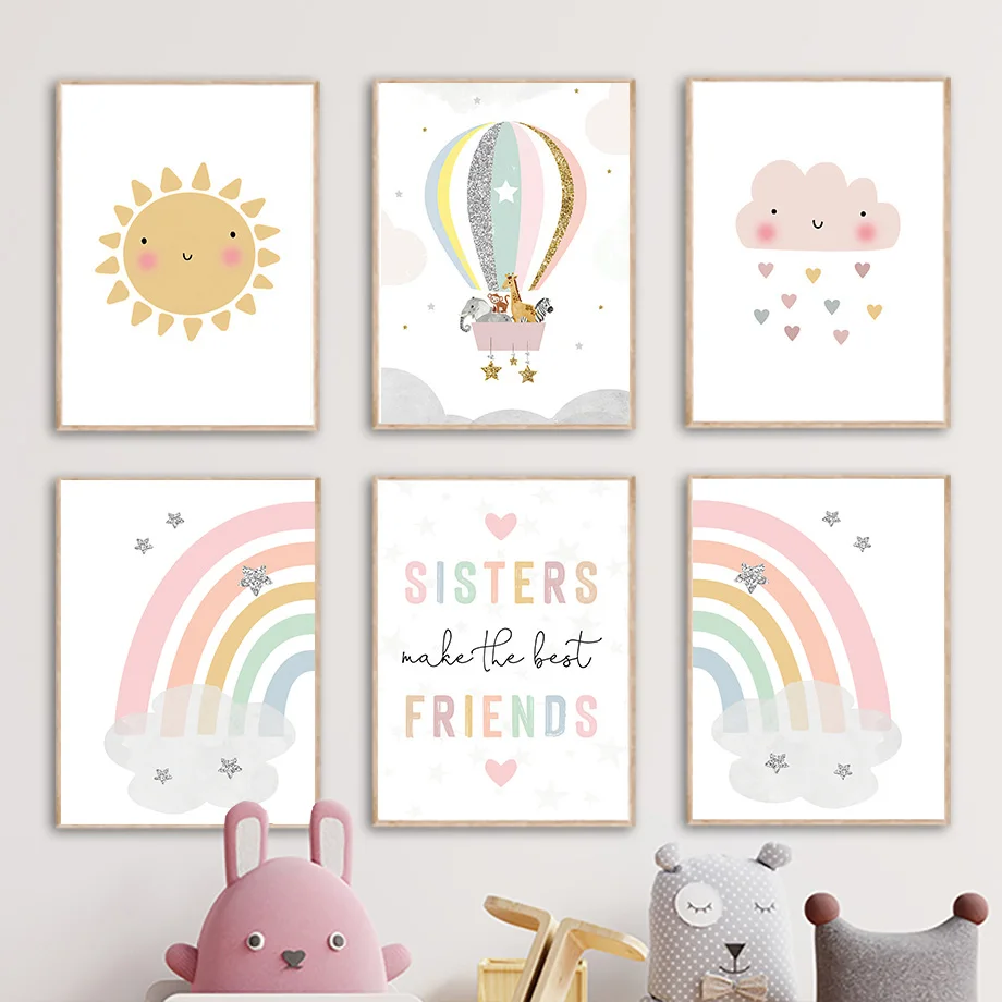 Art Craft Love - Pósteres nórdicos de jirafa, elefante, globo