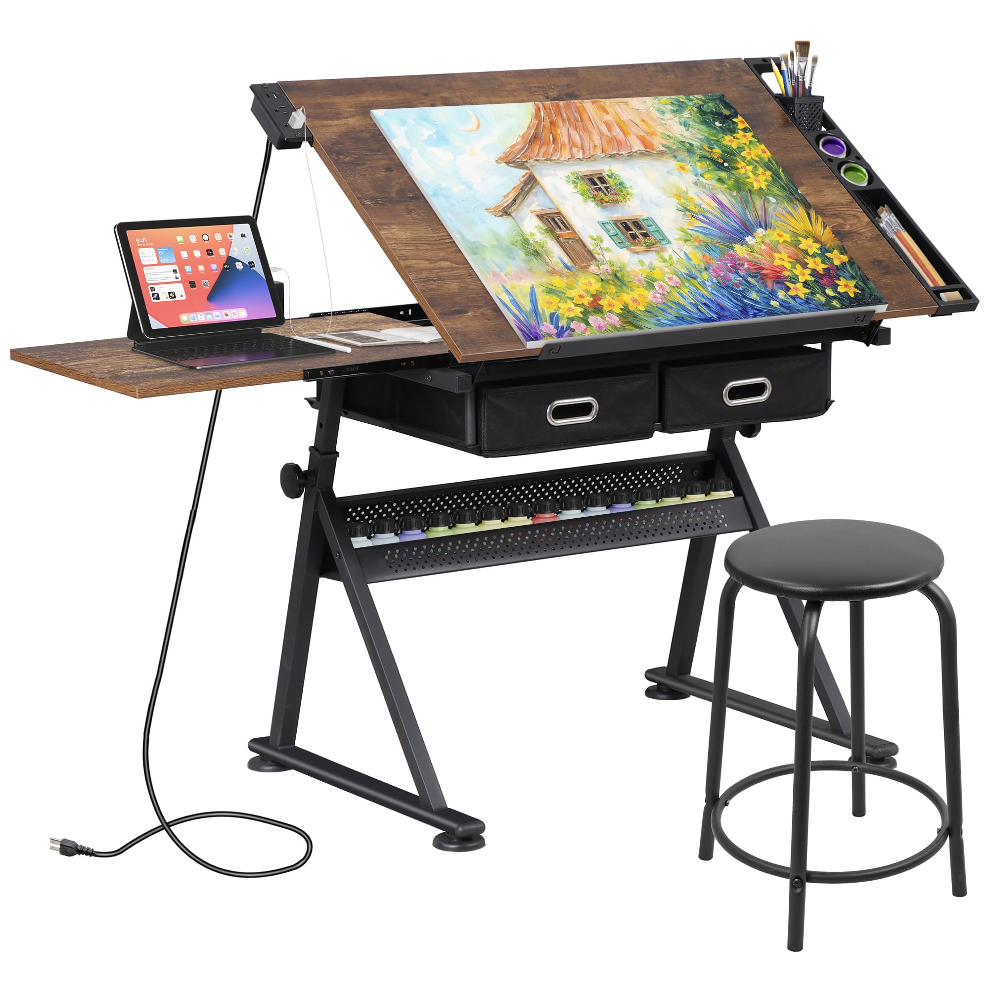 Art Crafts - Mesa de Dibujo Ajustable con Taburete,