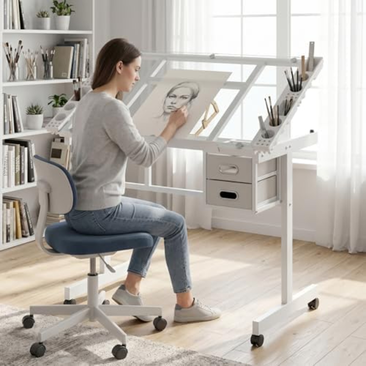 Art Crafts - Mesa de Dibujo con Ruedas, Mesa